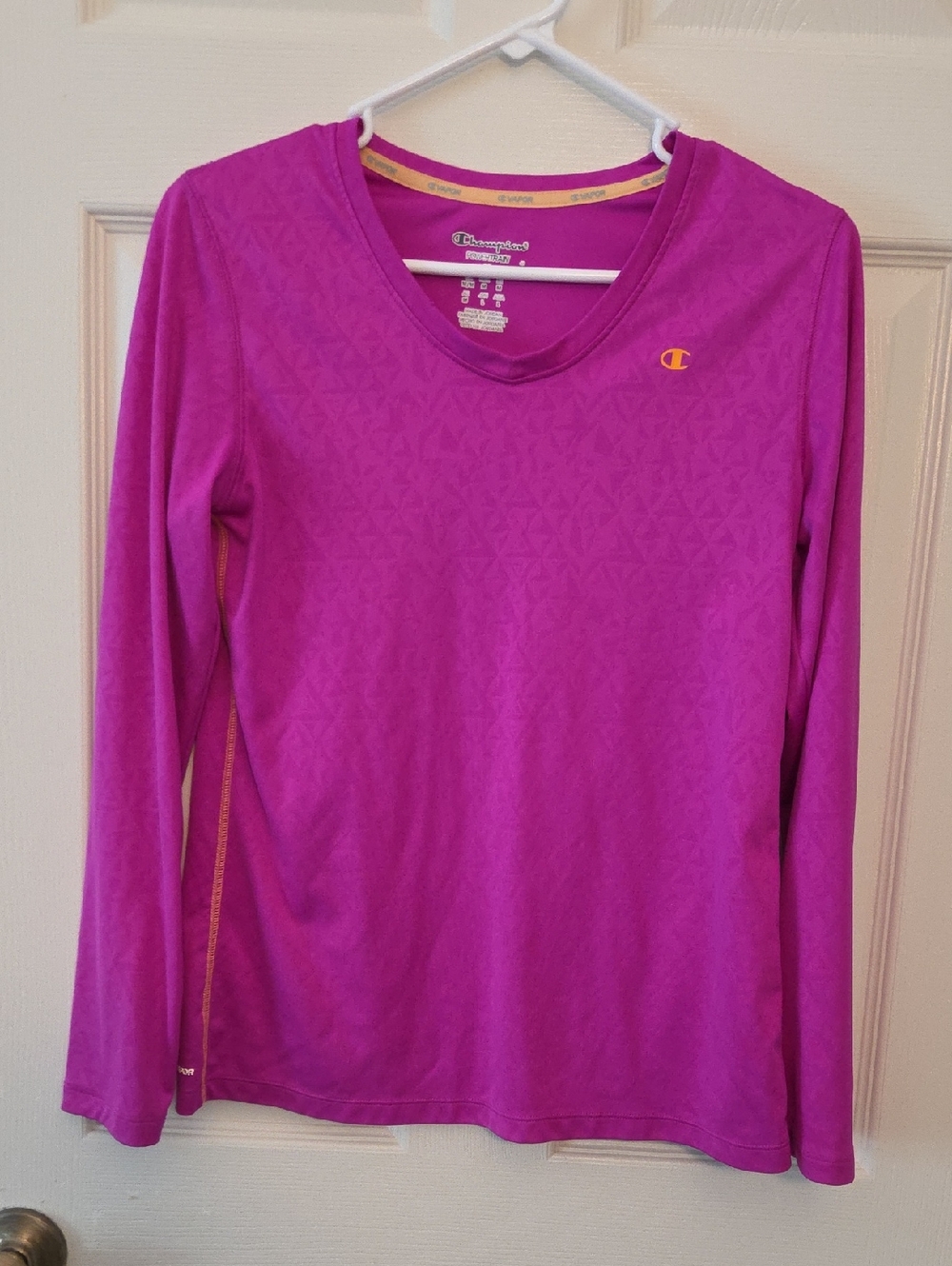 Champion Powertrain Vapor Long Sleeve  Magenta Fuschia with Yellow Logo Shirt